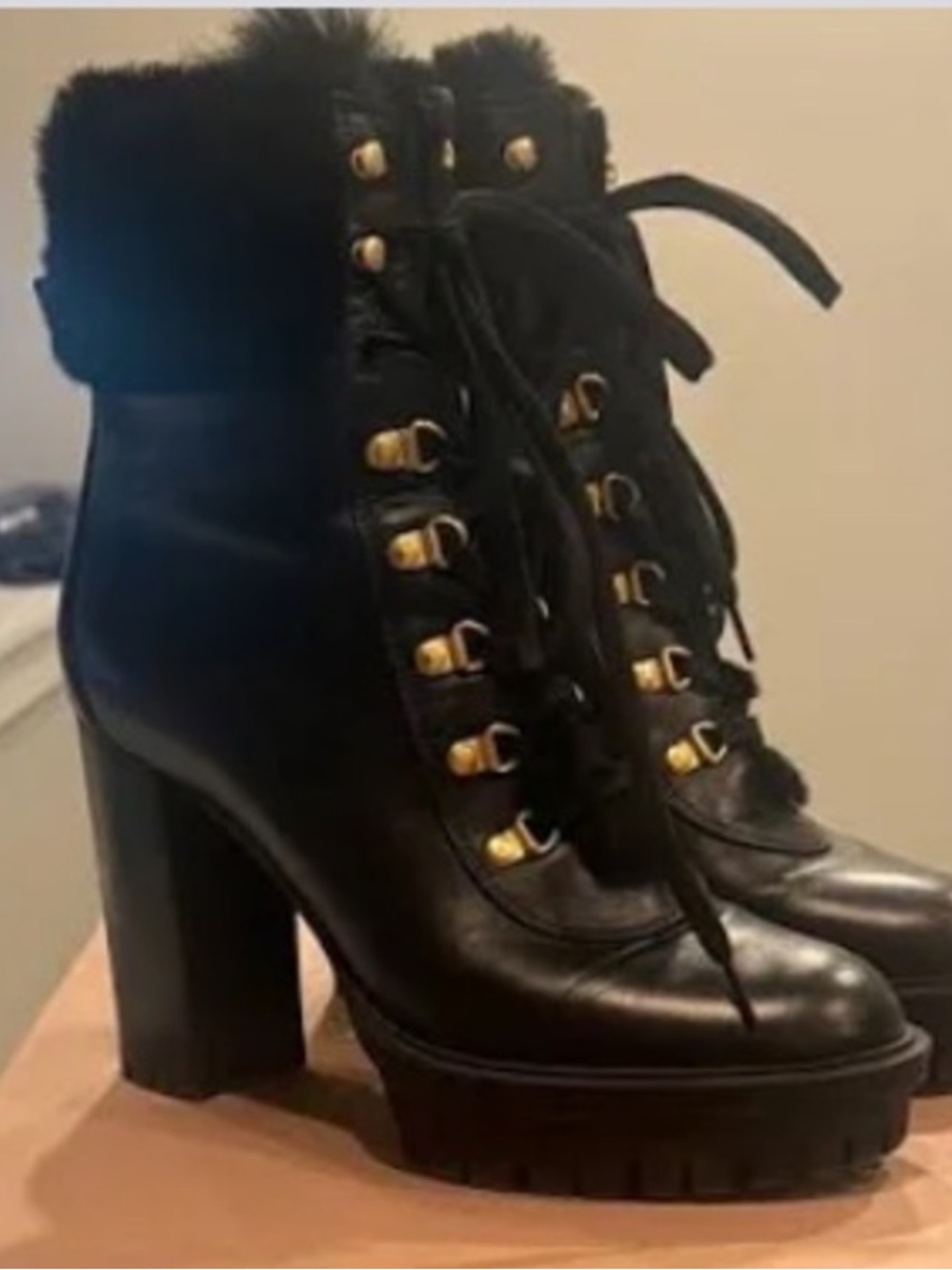 GIANVITO ROSSI Alaska Faux Fur-Trimmed leather ankle boots